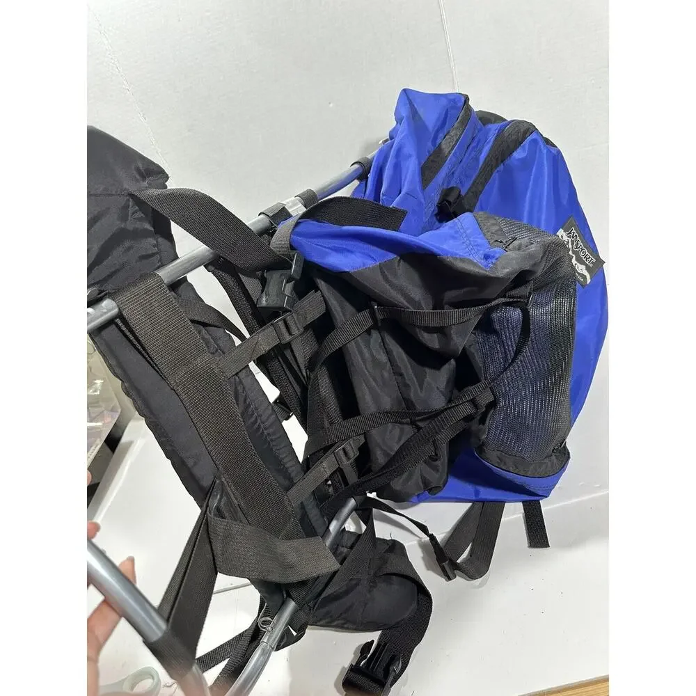 Vintage JANSPORT External Frame Hiking Backpack Hip Wings‎ Blue 90’s Made in USA